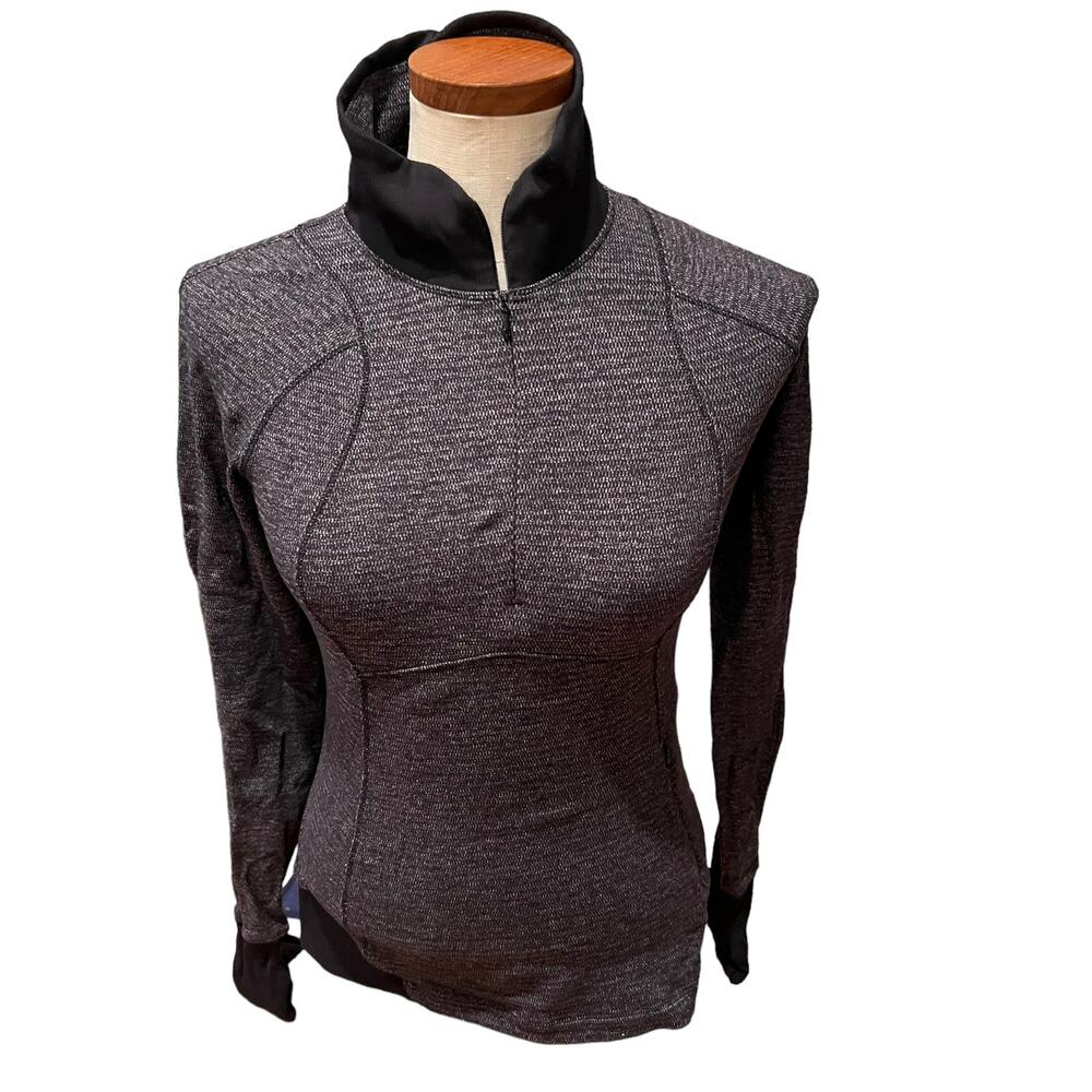 Lululemon Athletica Runderful Long Sleeve Quarter Zip Top Speckled Black 4